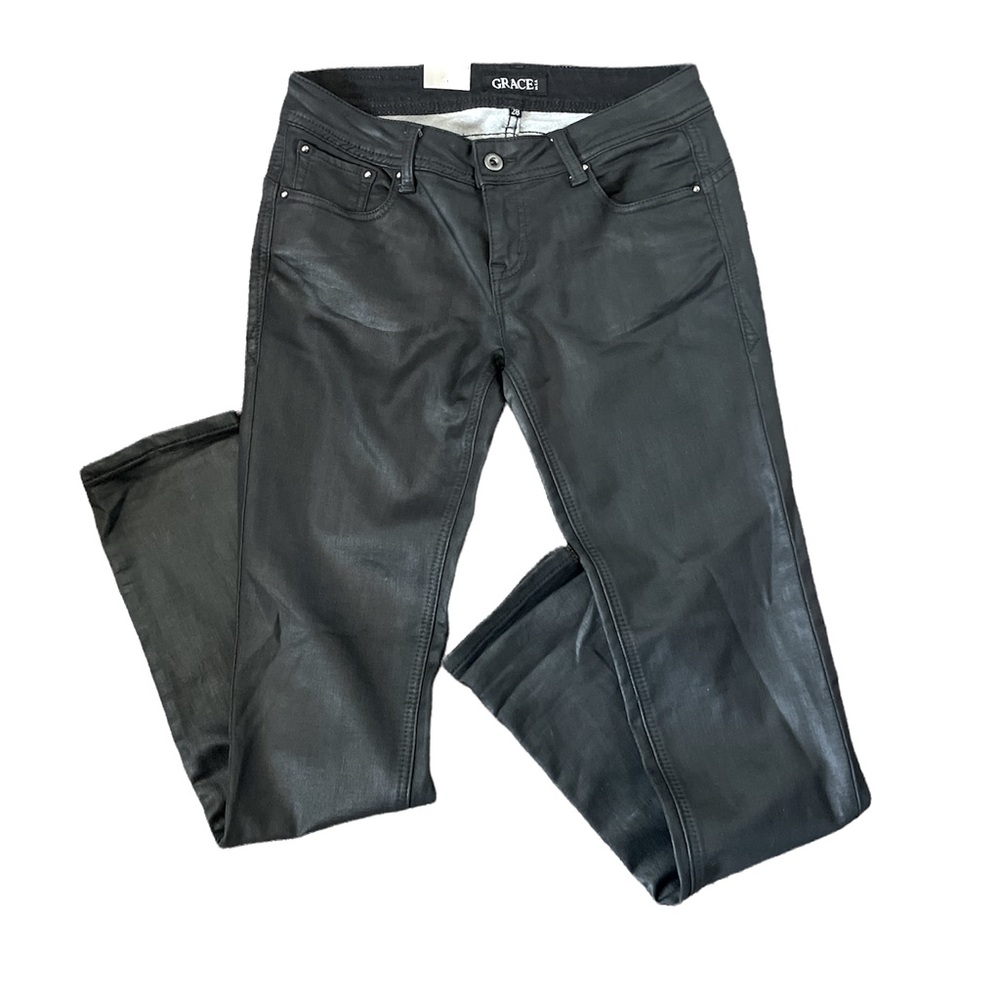 Black Matte Faux Leather Pants Grace in LA